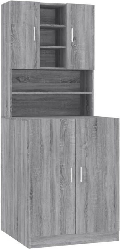 The Living Store Wasmachinekast Modern Design Badkamermeubel 71 x 71.5 x 181.5 cm Grijs Sonoma Eiken