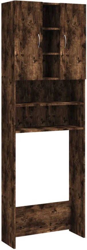 The Living Store Wasruimte Kast Badkamer en Wasruimte 64 x 25.5 x 190 cm Gerookt Eiken