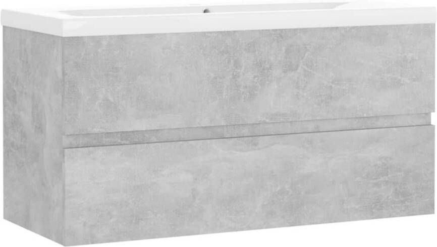 The Living Store Wastafelkast Betongrijs 90 x 38.5 x 45 cm Met keramieken inbouwwastafel