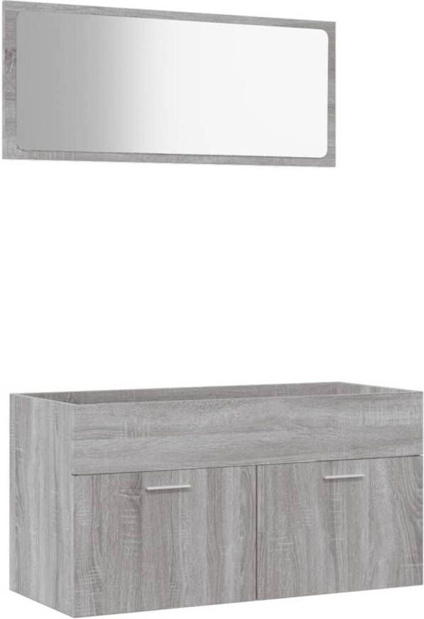 The Living Store Wastafelkast Wandgemonteerde Badkamermeubelset 90x38.5x46cm Grijs Sonoma Eiken