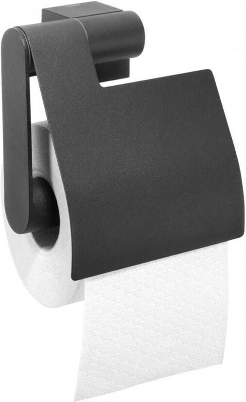Tiger Nomad Toiletrolhouder met klep Zwart 12.5x13.4x5.6cm 249130746