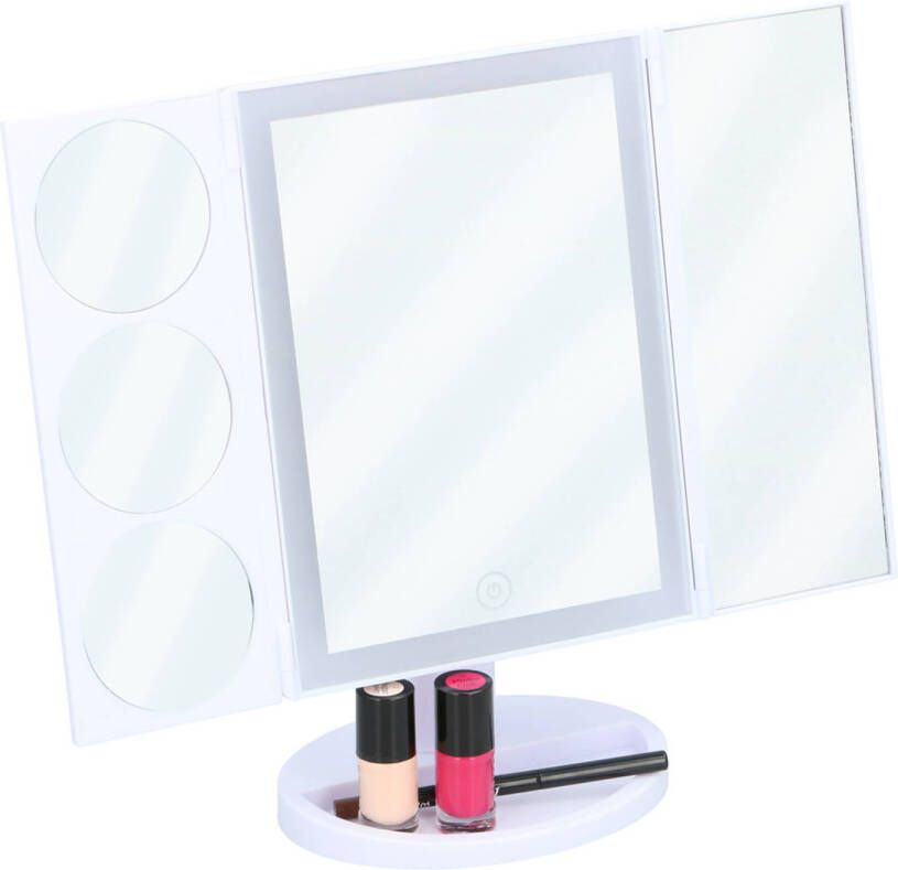 Touch of Beauty Grundig LED Make-Up Spiegel 22 LEDS Inclusief Kabel Verschillende Vergrotingsspiegels Inklapbaar