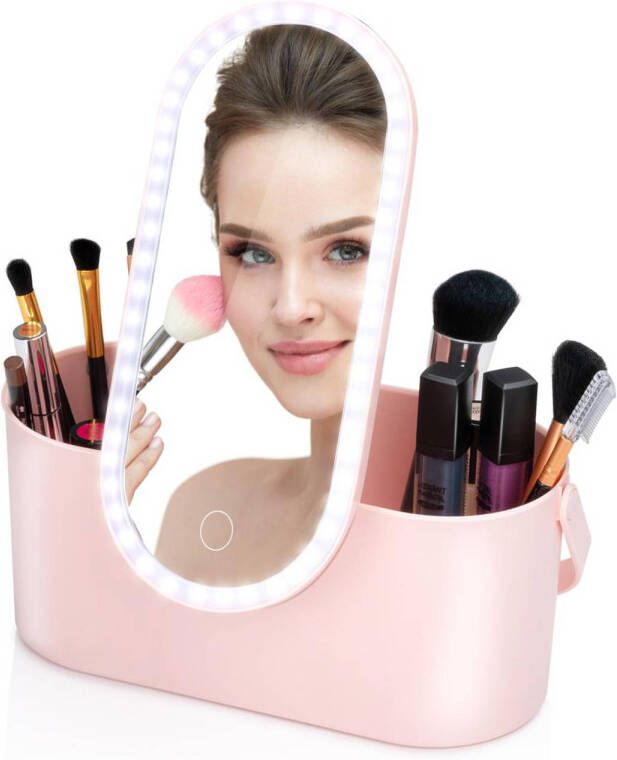 Touch of Beauty Make Up Organizer met LED Spiegel Reis Beautycase 24 1 x 10 4 x 11 7CM Verstelbaar LED-Licht