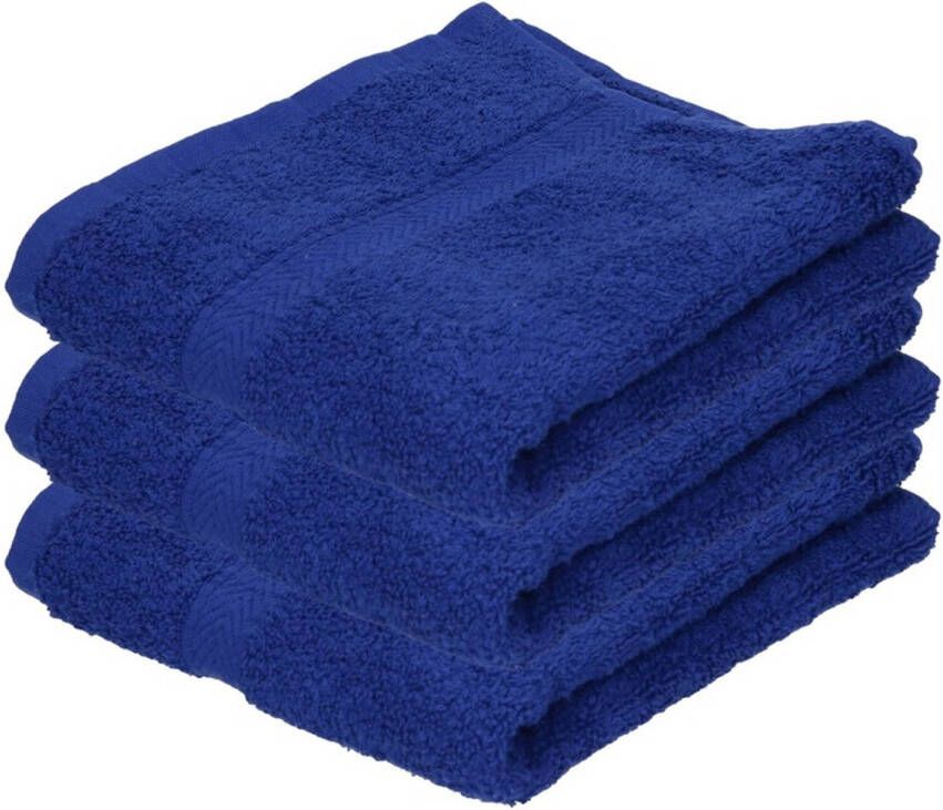 Towelcity 3x Badkamer douche handdoeken blauw 50 x 90 cm Badhanddoek