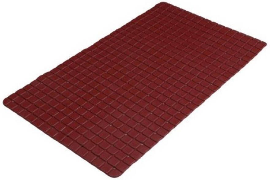 Urban Living Badkamer douche anti slip mat rubber voor op de vloer donkerrood 39 x 69 cm Badmatjes