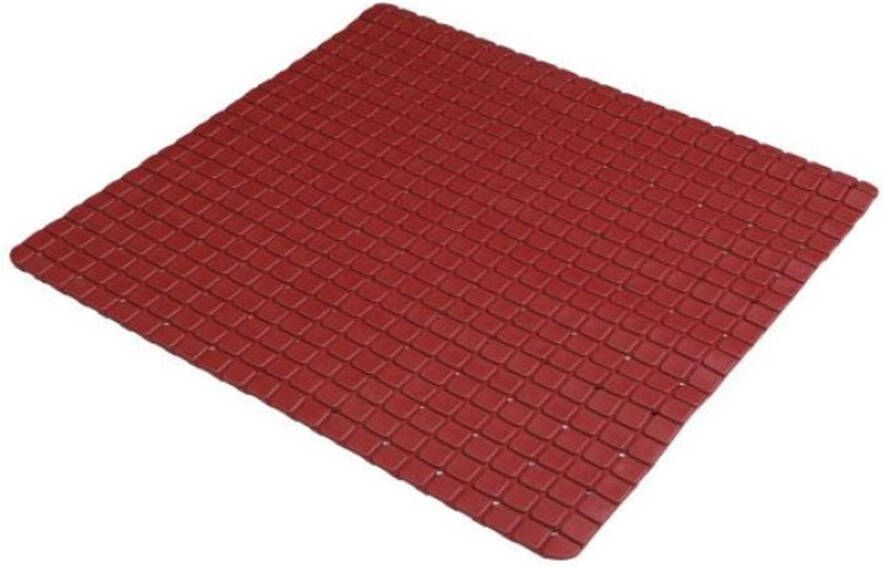 Urban Living Badkamer douche anti slip mat rubber voor op de vloer donkerrood 55 x 55 cm Badmatjes