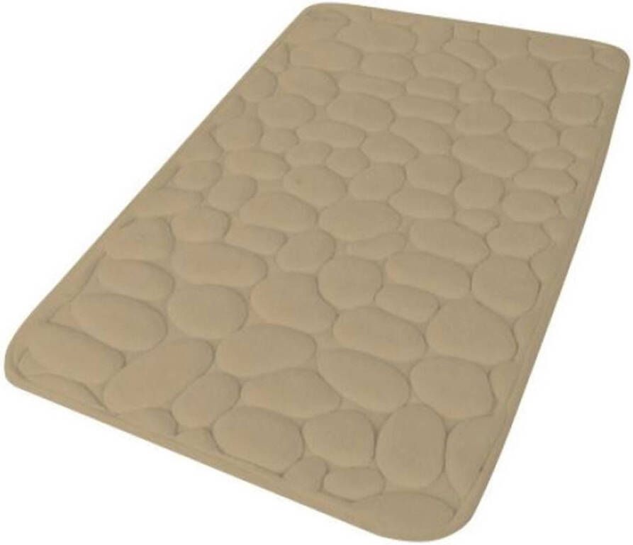 Urban Living Badkamerkleedje badmat tapijt memory foam beige 50 x 80 cm Badmatjes