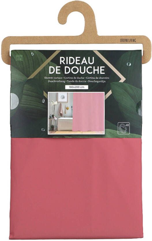 Urban Living Douchegordijn met ringen oudroze pvc 180 x 200 cm wasbaar Douchegordijnen