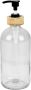 Urban Living Zeeppompje zeepdispenser glas bamboe transparant 0.5 liter 21 cm Zeeppompjes - Thumbnail 1