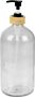 Urban Living Zeeppompje zeepdispenser glas bamboe transparant 1 liter 24 cm Zeeppompjes - Thumbnail 1