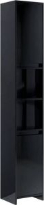VidaXL Badkamerkast 30x30x183 5 cm spaanplaat hoogglans zwart