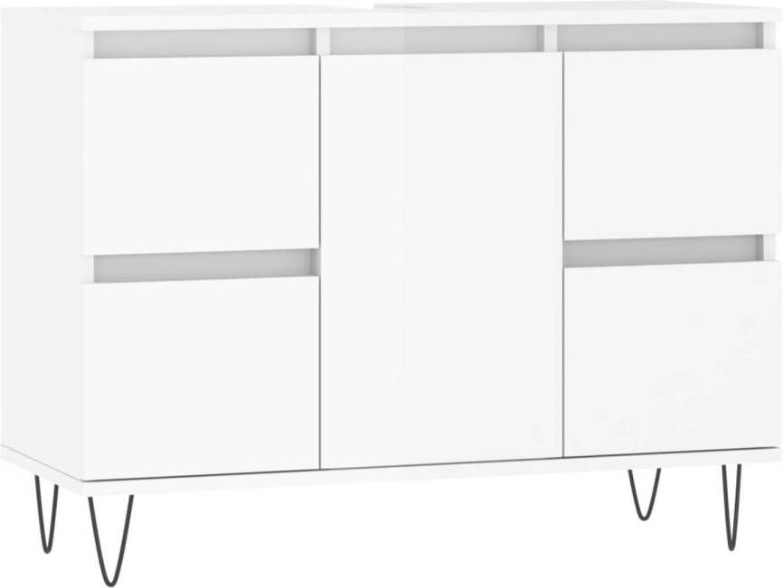 VidaXL Badkamerkast 80x33x60 cm bewerkt hout hoogglans wit