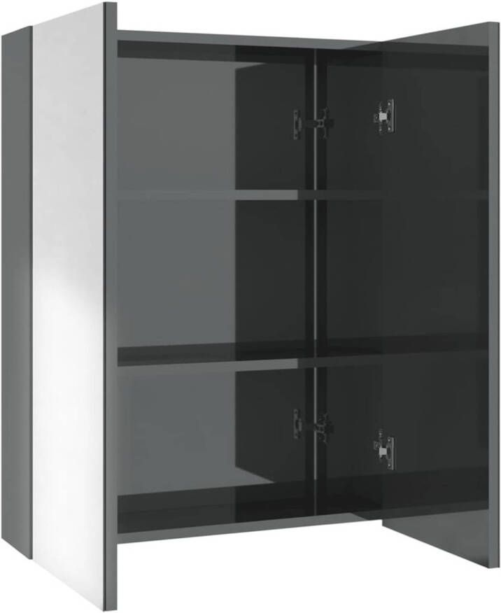 VidaXL Badkamerkast met spiegel 60x15x75 cm MDF glanzend grijs