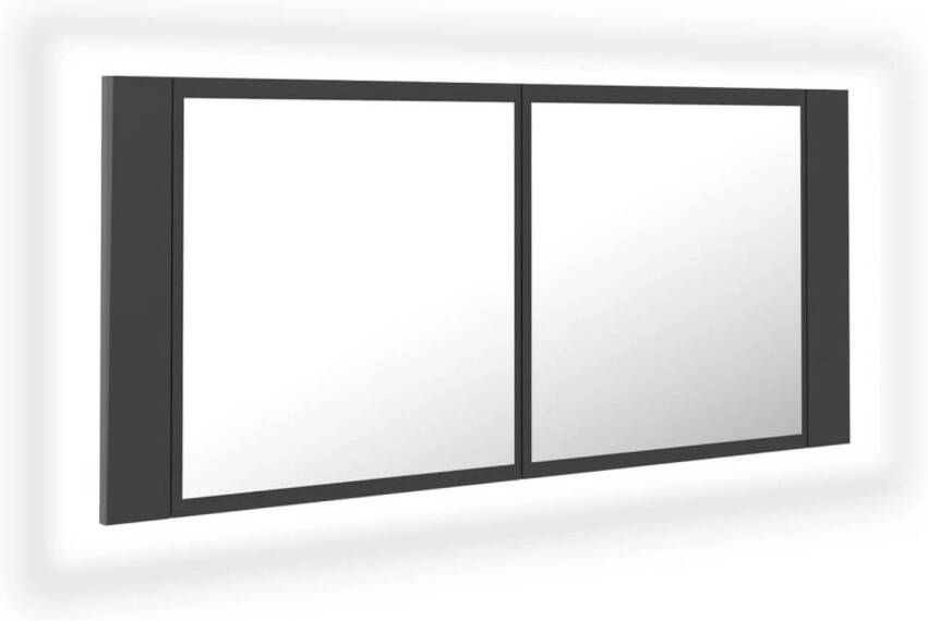 VidaXL Badkamerkast met spiegel en LED 100x12x45 cm acryl grijs