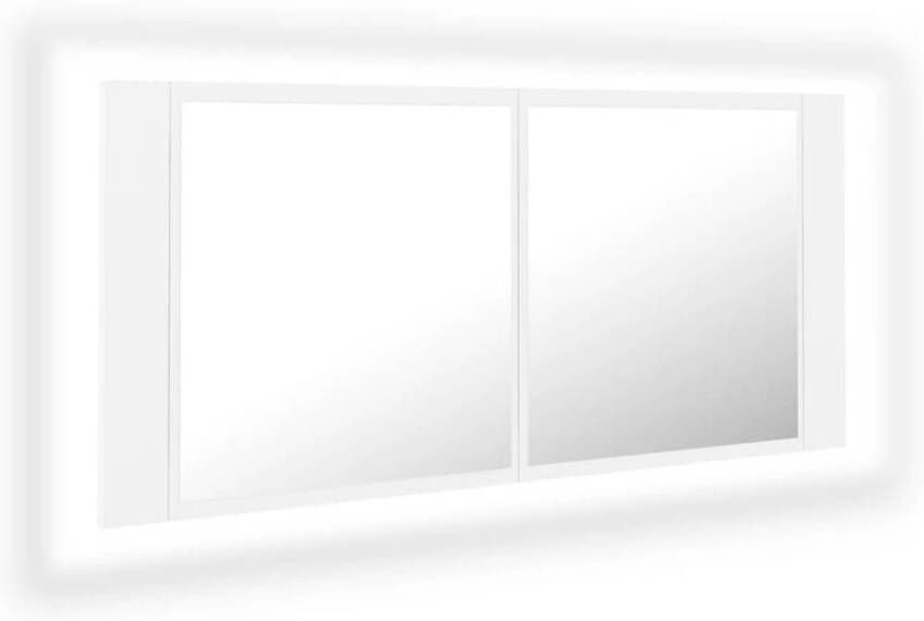 VidaXL Badkamerkast met spiegel en LED 100x12x45 cm acryl wit