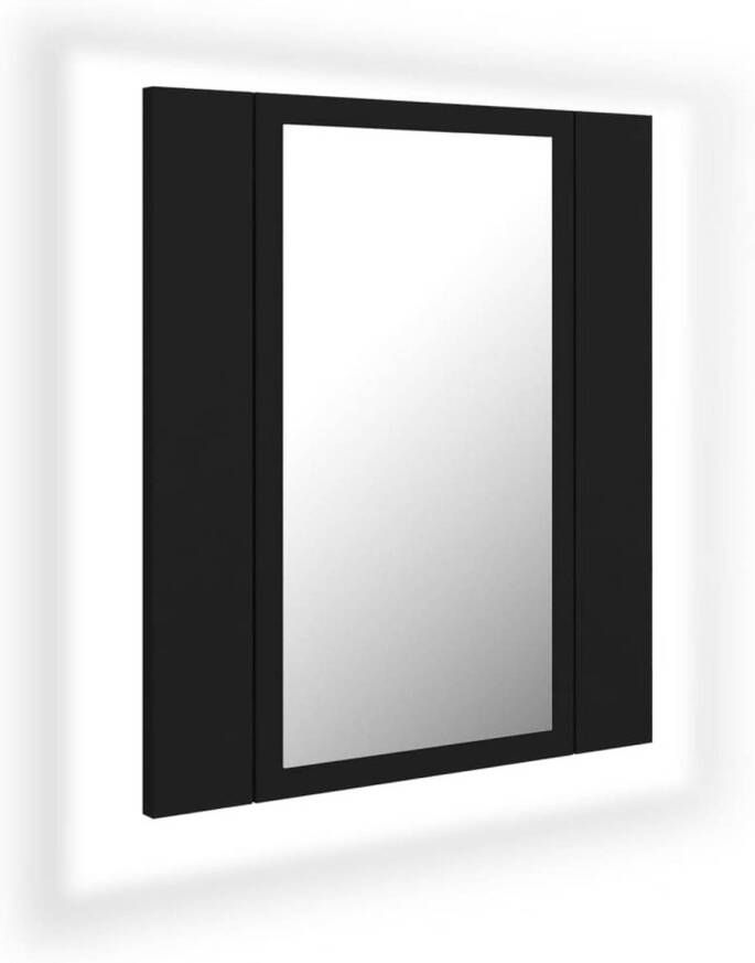 VidaXL Prolenta Premium Badkamerkast met spiegel en LED 40x12x45 cm zwart