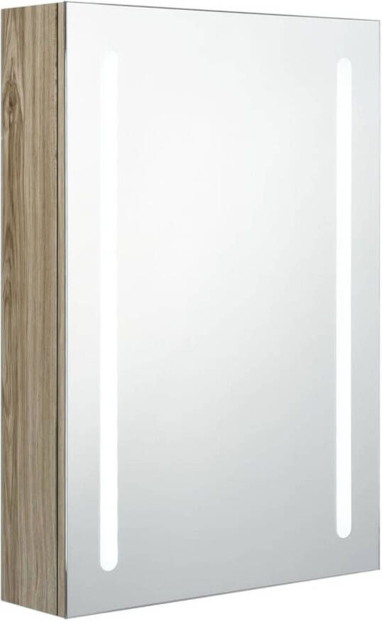 VidaXL Badkamerkast met spiegel en LED 50x13x70 cm eikenkleurig