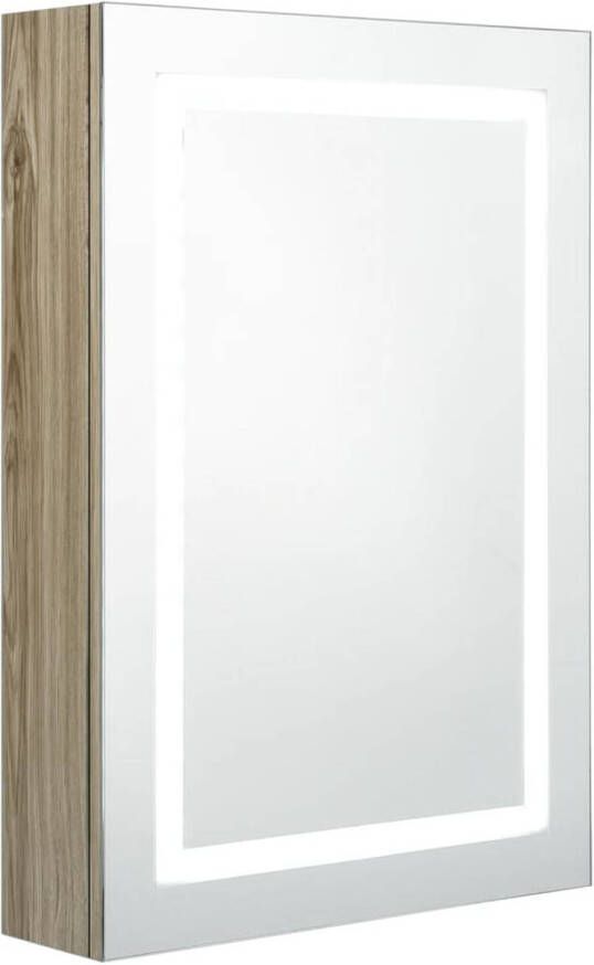 VidaXL Badkamerkast met spiegel en LED 50x13x70 cm eikenkleurig