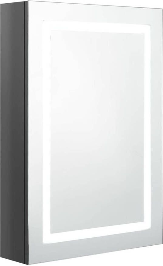 VidaXL Badkamerkast met spiegel en LED 50x13x70 cm glanzend grijs