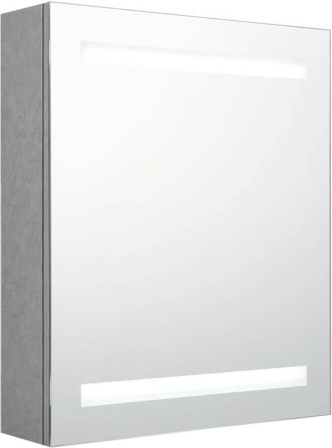 VidaXL Badkamerkast met spiegel en LED 50x14x60 cm betongrijs