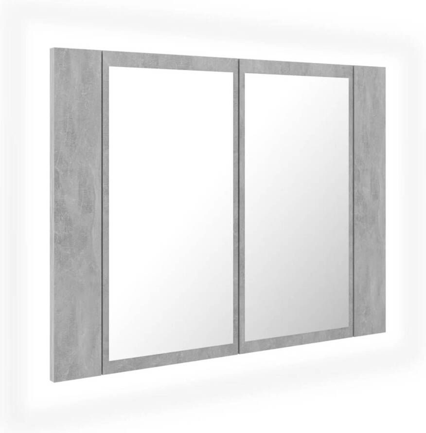 VidaXL Badkamerkast met spiegel en LED 60x12x45 cm acryl betongrijs