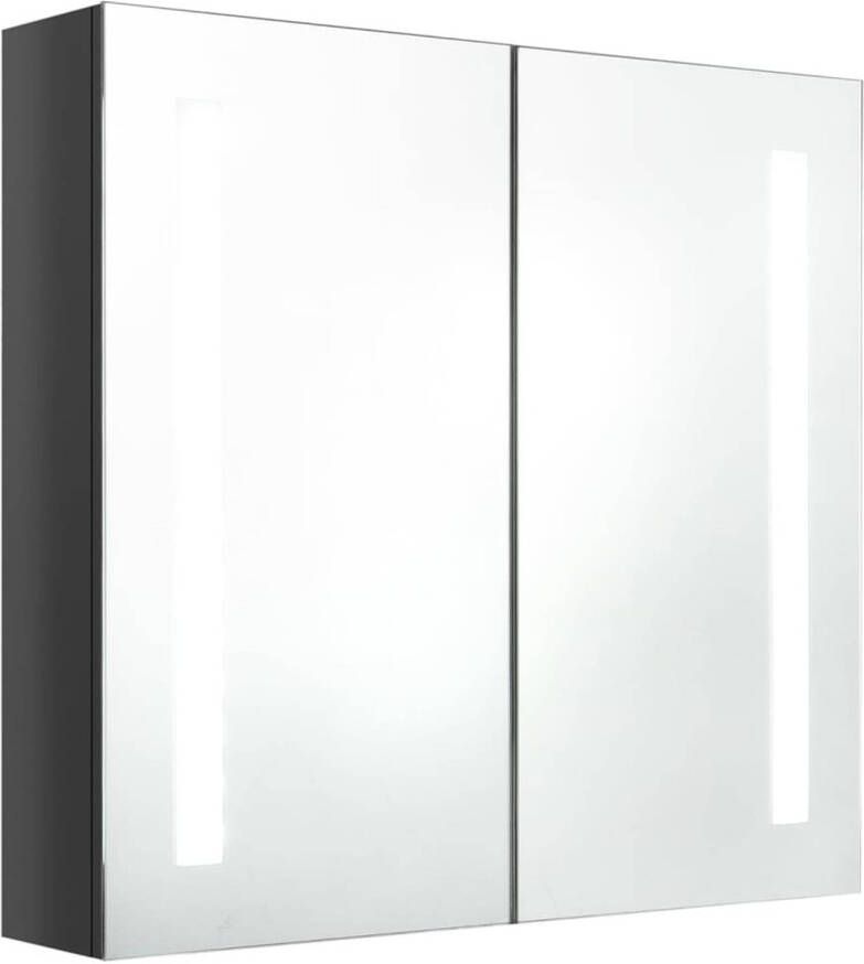 VidaXL Badkamerkast met spiegel en LED 62x14x60 cm glanzend grijs