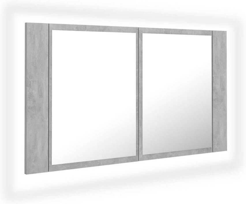 VidaXL Badkamerkast met spiegel en LED 80x12x45 cm acryl betongrijs