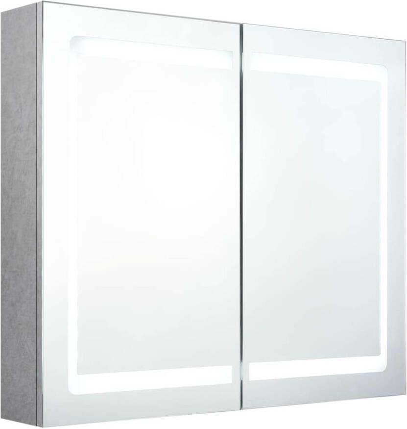 VidaXL Badkamerkast met spiegel en LED 80x12x68 cm betongrijs