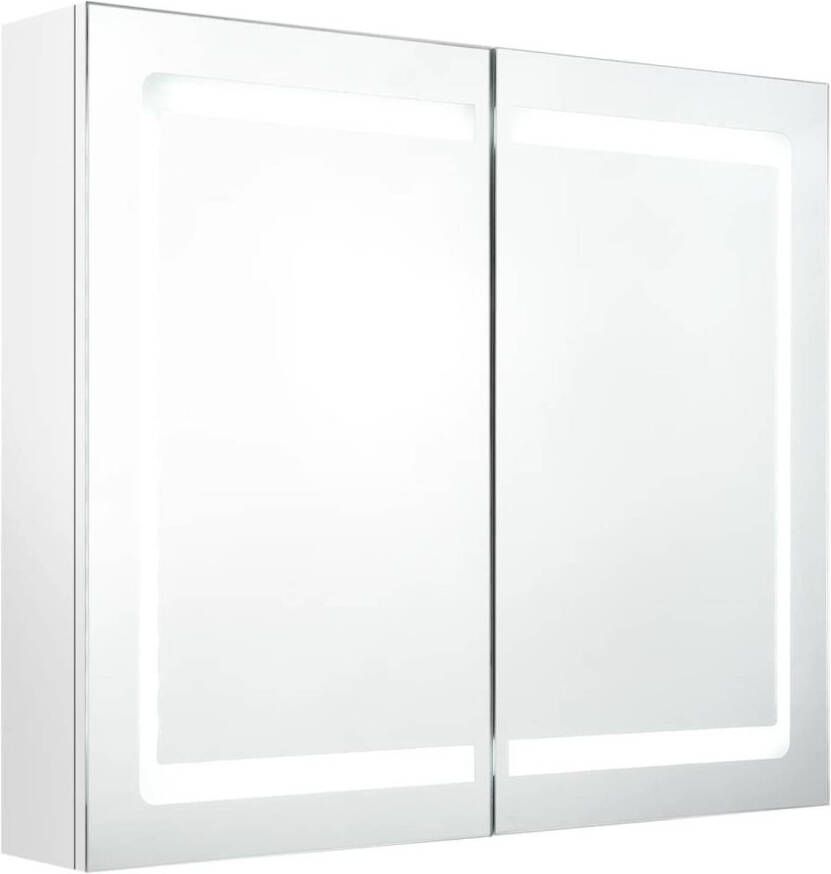 VidaXL Badkamerkast met spiegel en LED 80x12x68 cm glanzend wit