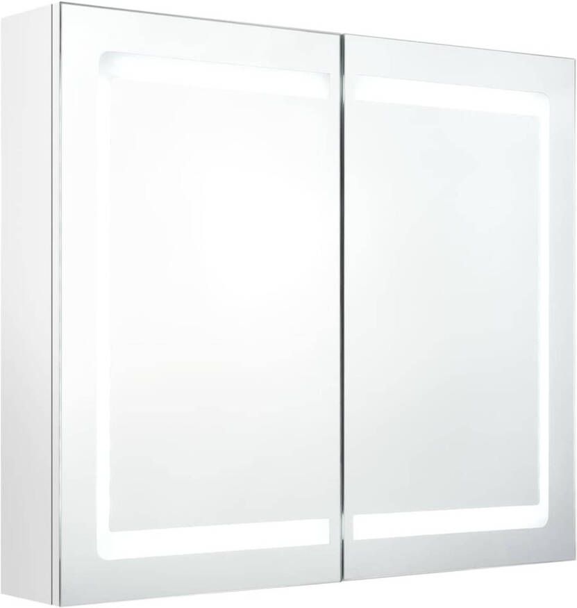 VidaXL Badkamerkast met spiegel en LED 80x12x68 cm glanzend wit