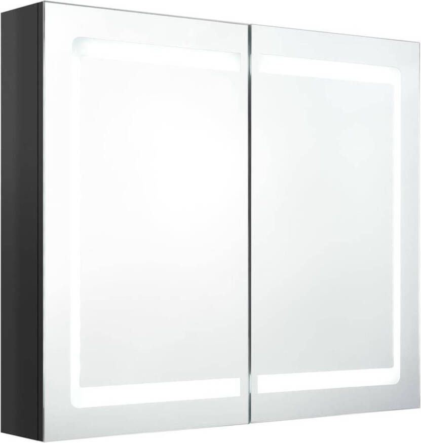 VidaXL Badkamerkast met spiegel en LED 80x12x68 cm glanzend zwart