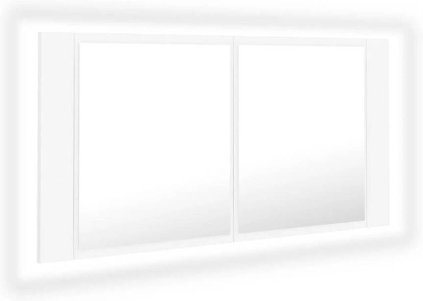 VidaXL Badkamerkast met spiegel en LED 90x12x45 cm acryl wit
