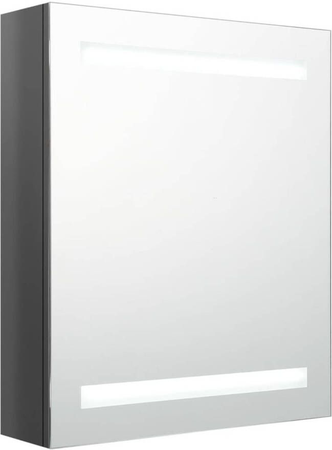 VidaXL Badkamerkast met spiegel LED 50x14x60 cm glanzend grijs