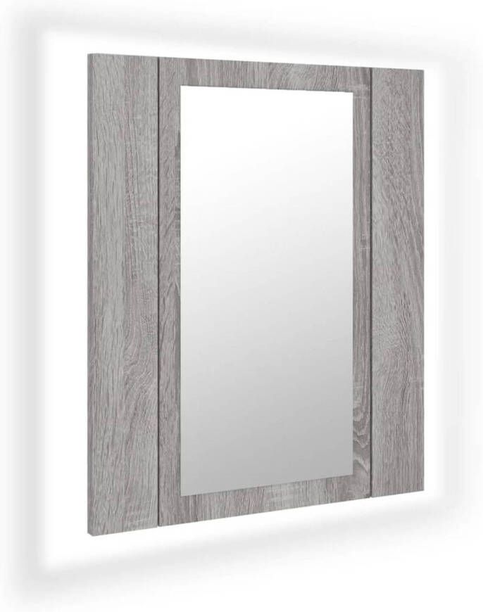 VidaXL Badkamerspiegelkast LED 40x12x45 cm bewerkt hout grijs sonoma