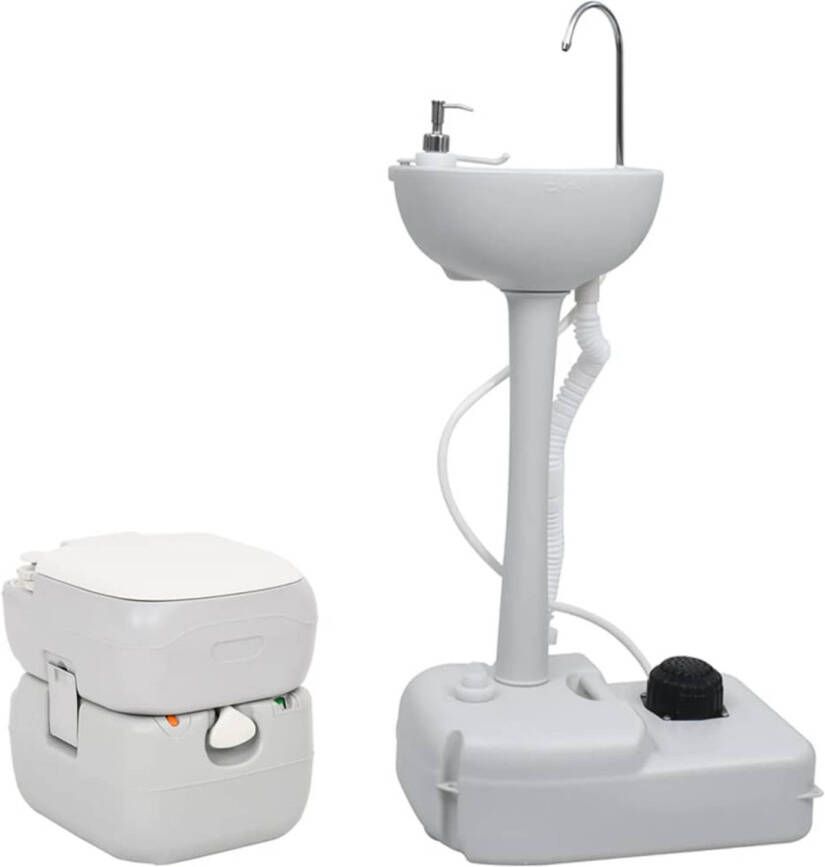 VidaXL Campingtoilet en wasbak draagbaar