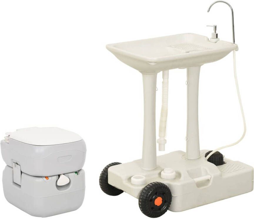 VidaXL Campingtoilet en wasbak draagbaar