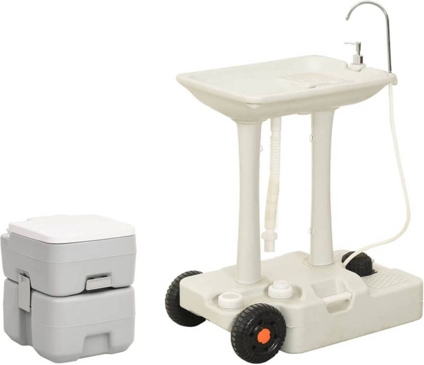VidaXL Campingtoilet en wasbak draagbaar