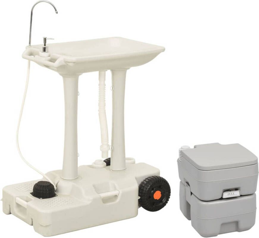 VidaXL Campingtoilet en wasbak set draagbaar