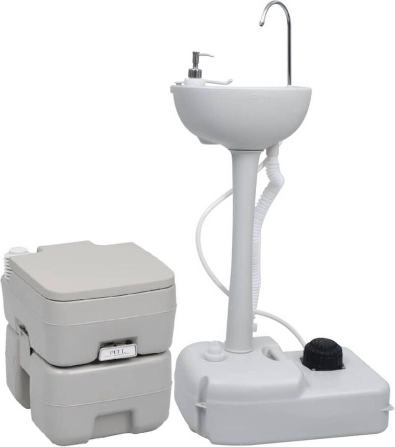 VidaXL Campingtoilet en wasbak set draagbaar