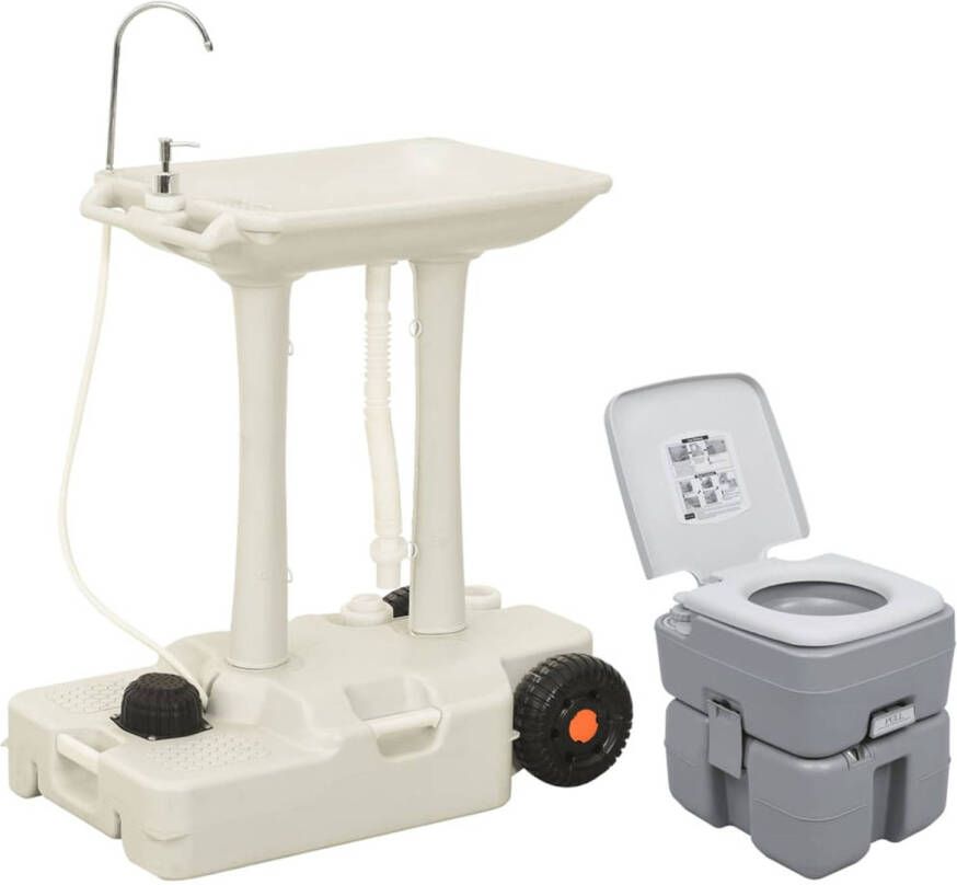 VidaXL Campingtoilet en wasbak set draagbaar