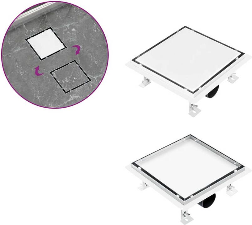 VidaXL Doucheafvoer met 2-in-1 deksels 23x23 cm roestvrij staal