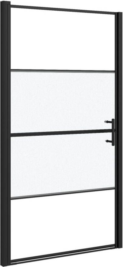 VidaXL Douchedeur halfmat 100x178 cm gehard glas zwart