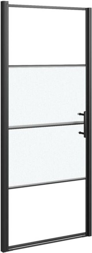 VidaXL Douchedeur halfmat 81x195 cm gehard glas zwart