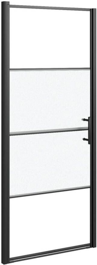 VidaXL Douchedeur halfmat 91x195 cm gehard glas zwart