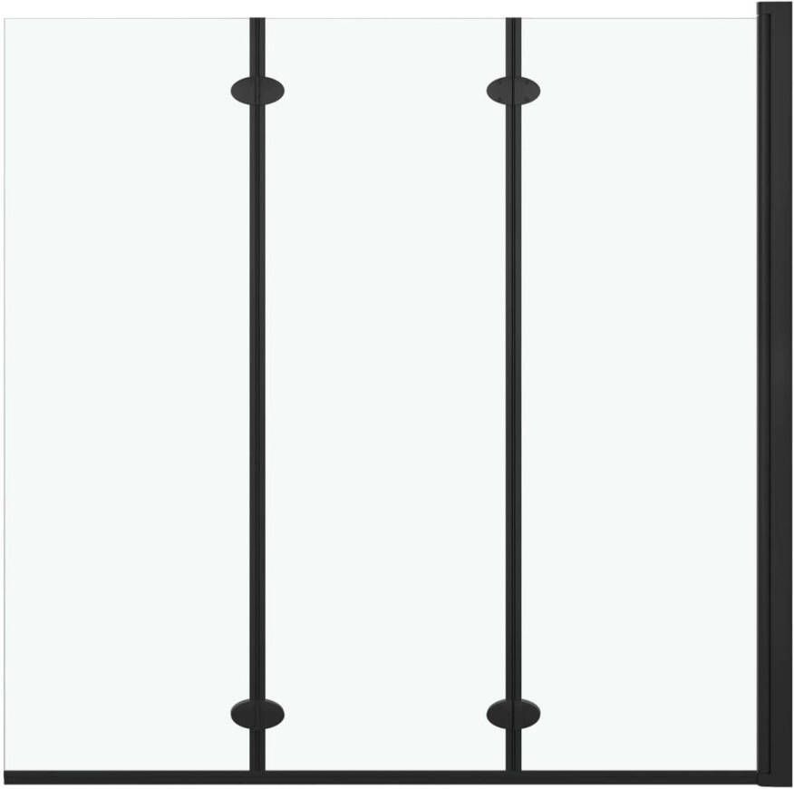 VidaXL Douchewand inklapbaar 3 panelen 130x138 cm ESG zwart