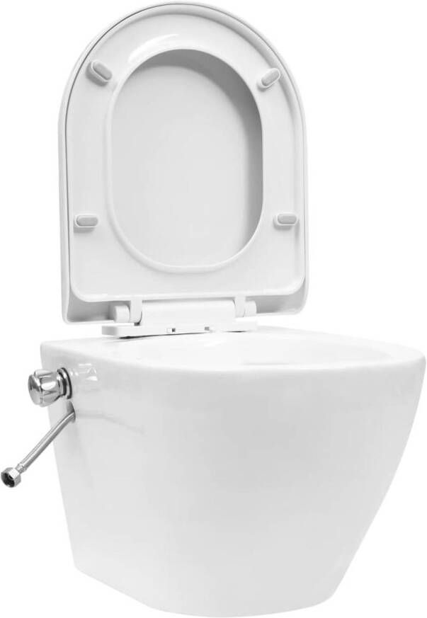 VidaXL Hangend toilet randloos met bidetfunctie keramiek wit