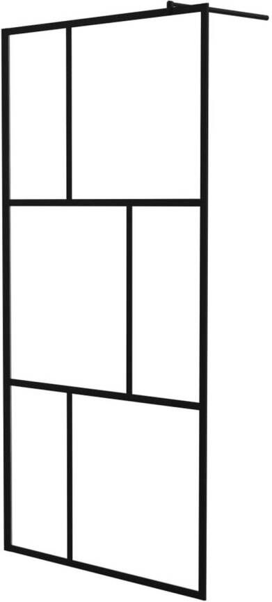 VidaXL Inloopdouchewand 100x195 cm gehard glas zwart