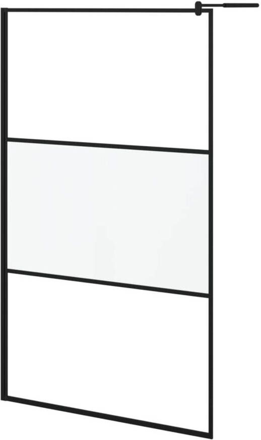 VidaXL Inloopdouchewand 115x195 cm mat ESG-glas zwart