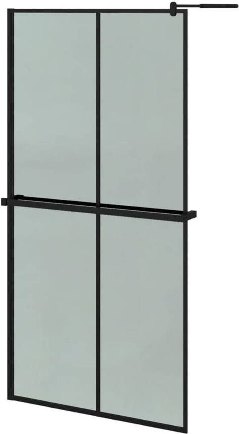 VidaXL Inloopdouchewand met schap 100x195 cm ESG-glas aluminium zwart