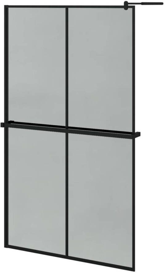 VidaXL Inloopdouchewand met schap 118x190 cm ESG-glas aluminium zwart